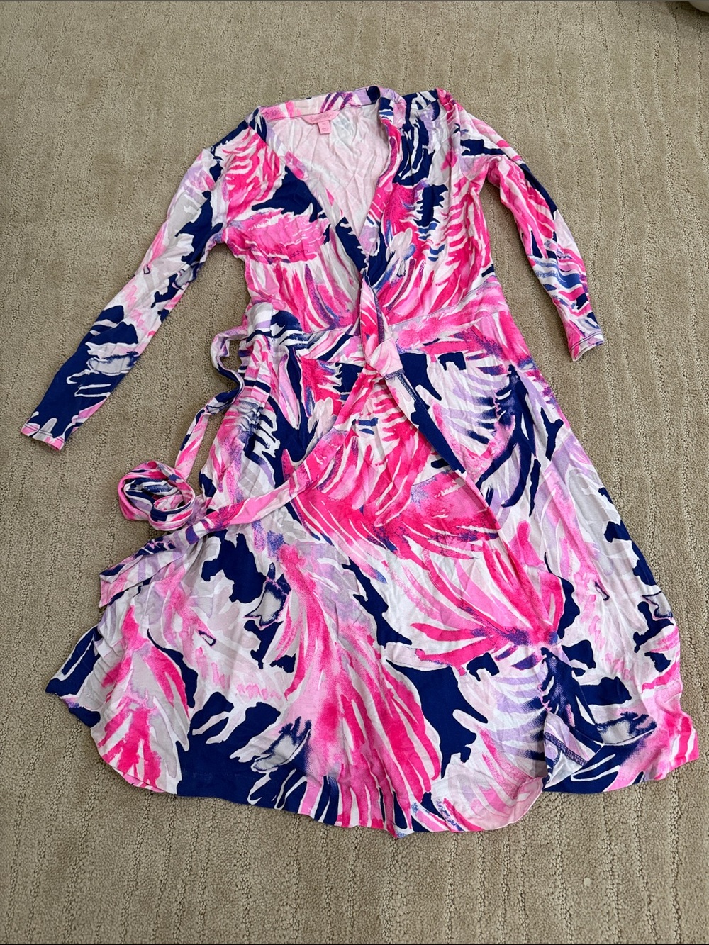 Lilly Pulitzer Pink, Navy & White Wrap Dress